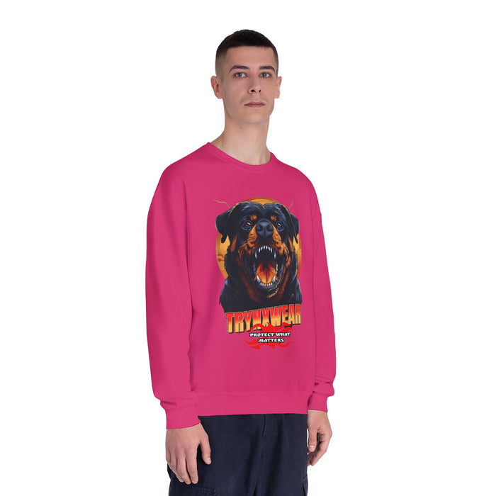 TrynxWear Rottweiler Graphic Crewneck Sweatshirt Fierce Dog Design