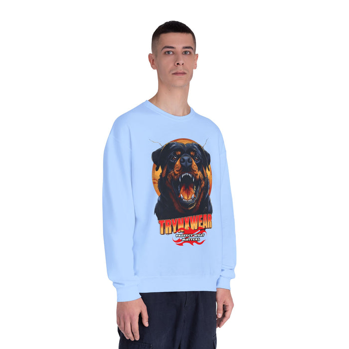 TrynxWear Rottweiler Graphic Crewneck Sweatshirt Fierce Dog Design