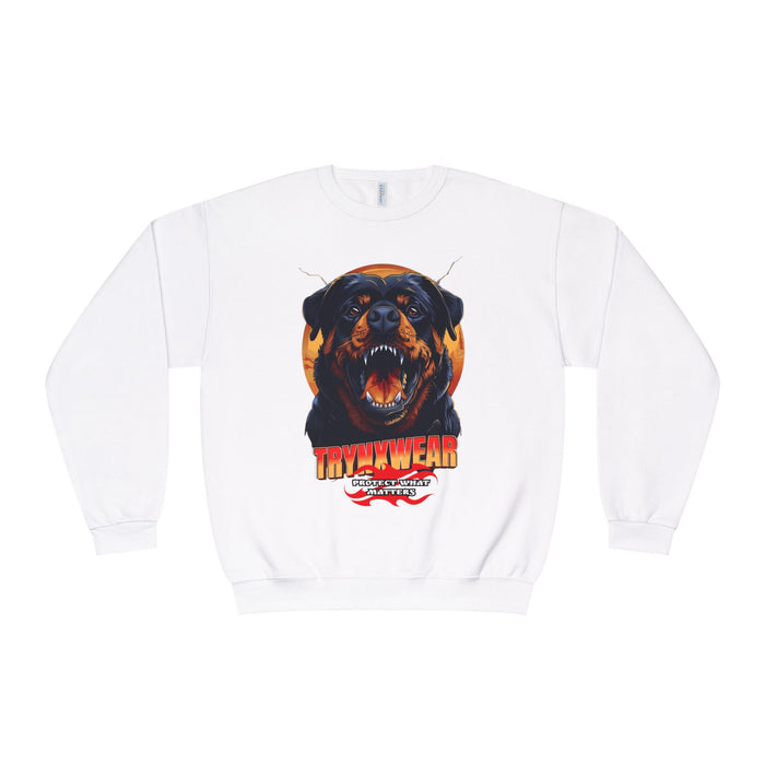 TrynxWear Rottweiler Graphic Crewneck Sweatshirt Fierce Dog Design