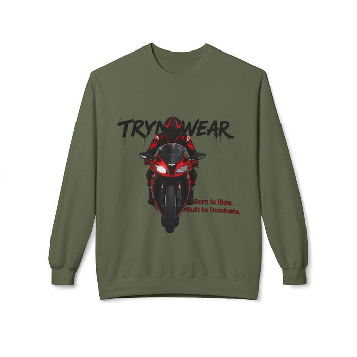 TrynxWear Motorcycle Crewneck Sweatshirt "Born to Ride, Built to Dominate"