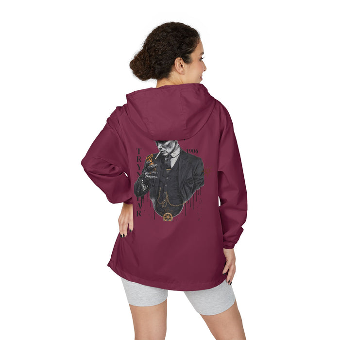 TrynxWear Windbreaker Jacket Vintage Cowboy Noir Graphic Full-Zip Hooded
