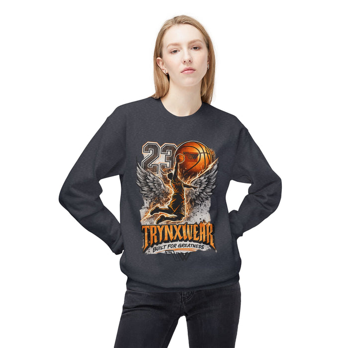 TrynxWear Basketball Wings Crewneck Sweatshirt "Built for Greatness"