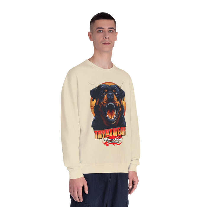 TrynxWear Rottweiler Graphic Crewneck Sweatshirt Fierce Dog Design