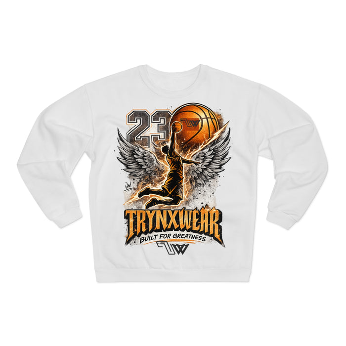 TrynxWear Basketball Wings Crewneck Sweatshirt "Built for Greatness"