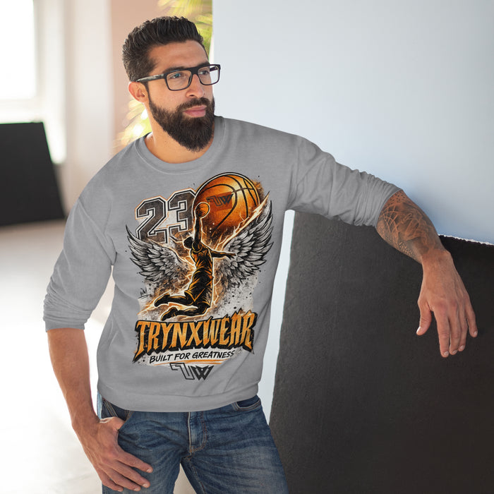 TrynxWear Basketball Wings Crewneck Sweatshirt "Built for Greatness"