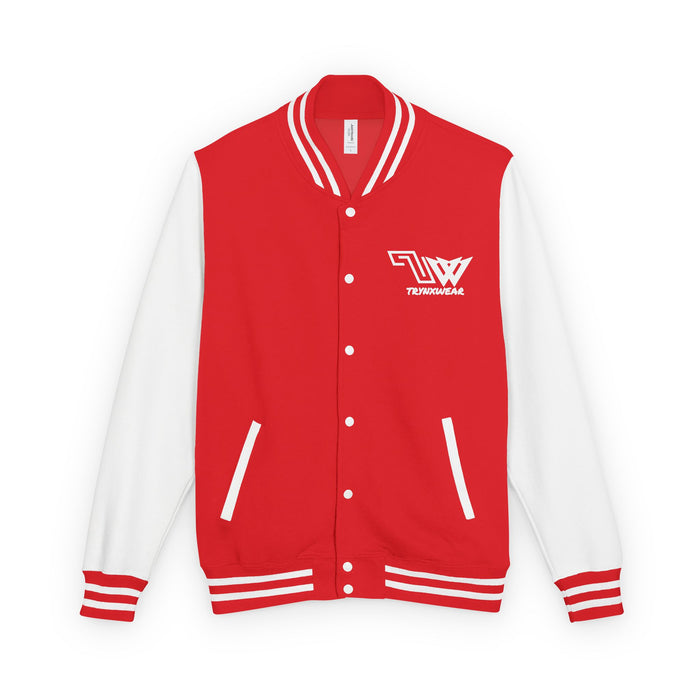 TrynxWear Red & White Varsity Jacket with Winged Logo Letterman Jacket
