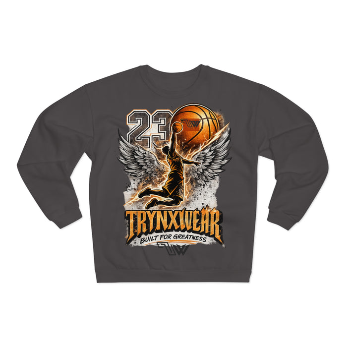 TrynxWear Basketball Wings Crewneck Sweatshirt "Built for Greatness"