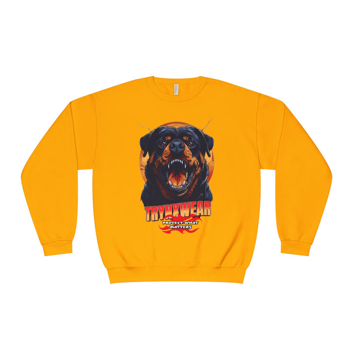 TrynxWear Rottweiler Graphic Crewneck Sweatshirt Fierce Dog Design
