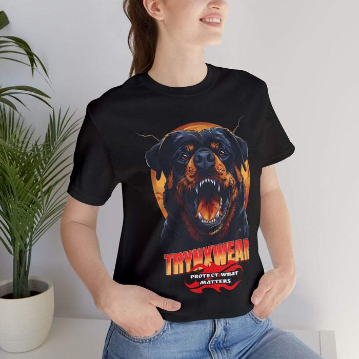 TrynxWear Rottweiler Rage Graphic T-Shirt Fierce Dog Illustration Tee