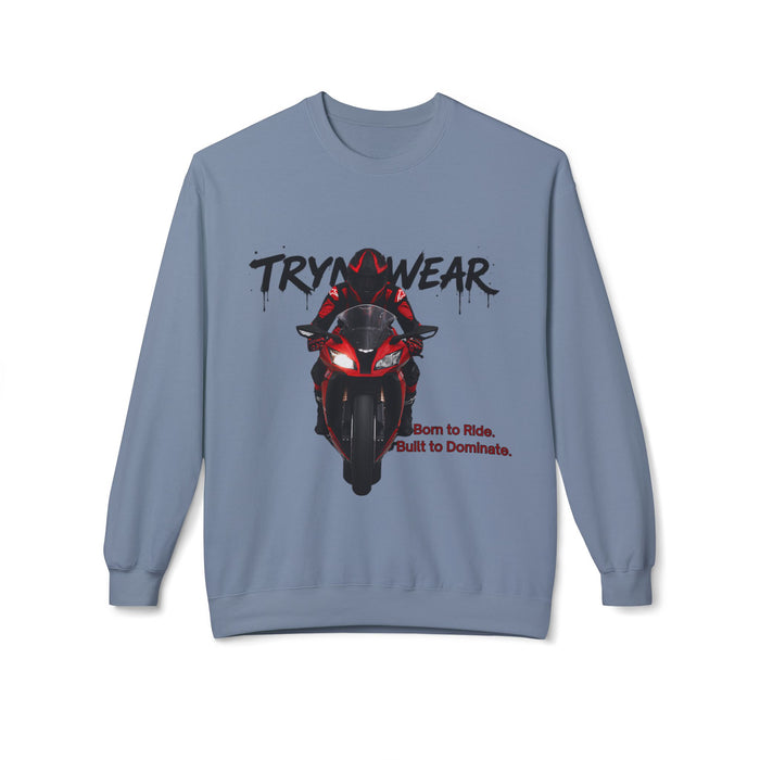 TrynxWear Motorcycle Crewneck Sweatshirt "Born to Ride, Built to Dominate"