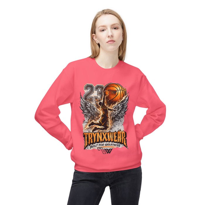 TrynxWear Basketball Wings Crewneck Sweatshirt "Built for Greatness"