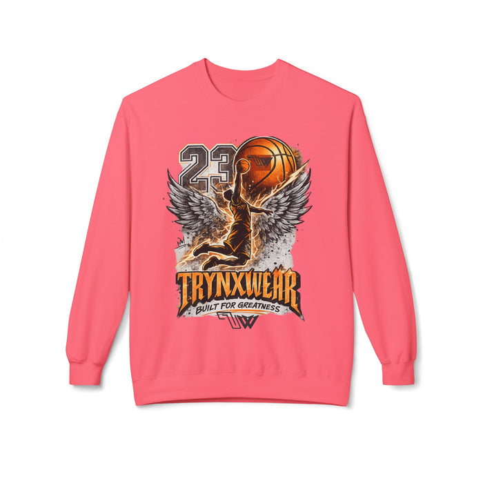 TrynxWear Basketball Wings Crewneck Sweatshirt "Built for Greatness"