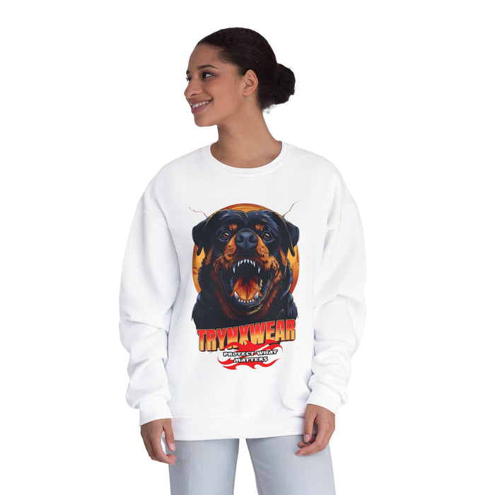 TrynxWear Rottweiler Graphic Crewneck Sweatshirt Fierce Dog Design