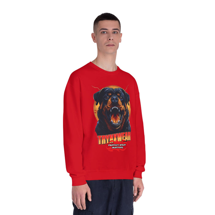 TrynxWear Rottweiler Graphic Crewneck Sweatshirt Fierce Dog Design