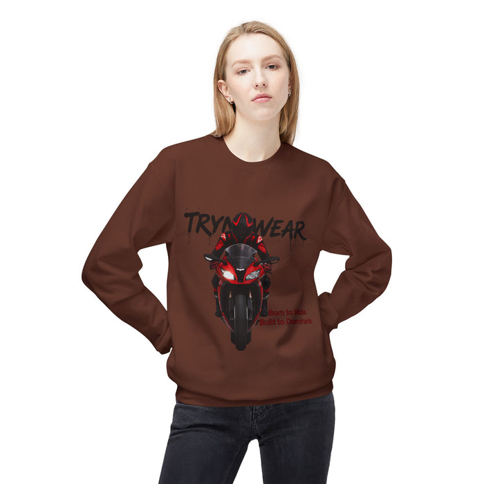 TrynxWear Motorcycle Crewneck Sweatshirt "Born to Ride, Built to Dominate"