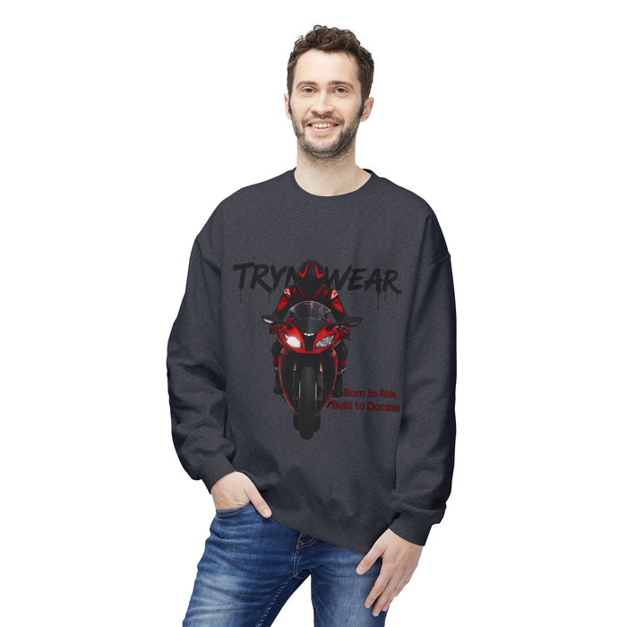 TrynxWear Motorcycle Crewneck Sweatshirt "Born to Ride, Built to Dominate"