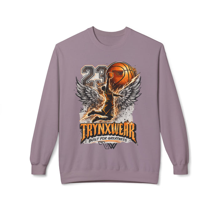 TrynxWear Basketball Wings Crewneck Sweatshirt "Built for Greatness"