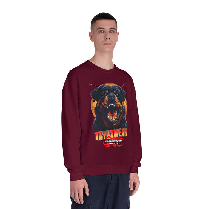 TrynxWear Rottweiler Graphic Crewneck Sweatshirt Fierce Dog Design