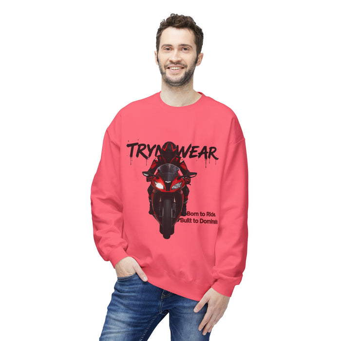 TrynxWear Motorcycle Crewneck Sweatshirt "Born to Ride, Built to Dominate"