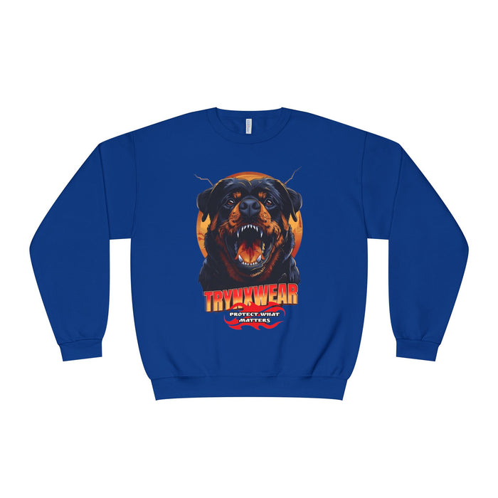TrynxWear Rottweiler Graphic Crewneck Sweatshirt Fierce Dog Design