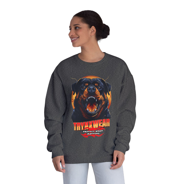 TrynxWear Rottweiler Graphic Crewneck Sweatshirt Fierce Dog Design