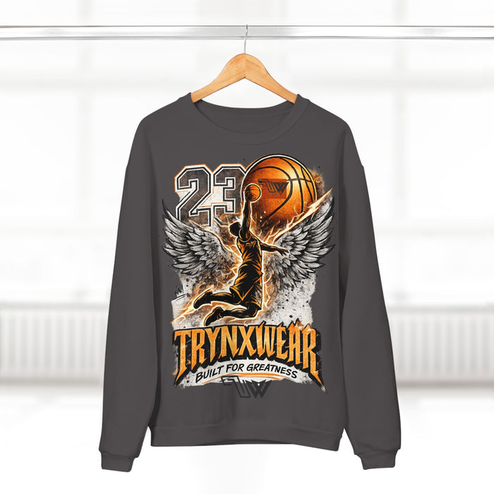 TrynxWear Basketball Wings Crewneck Sweatshirt "Built for Greatness"