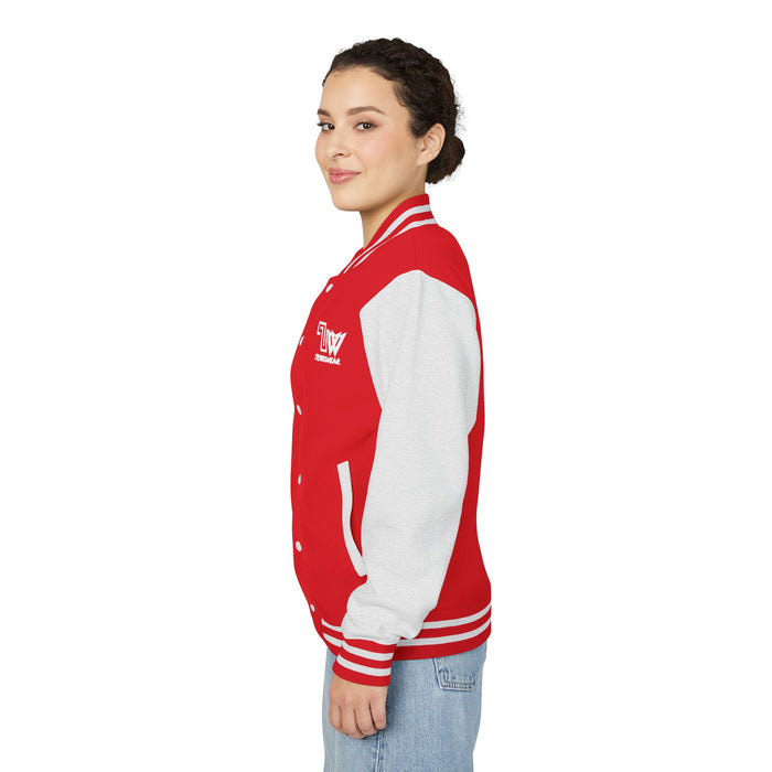 TrynxWear Red & White Varsity Jacket with Winged Logo Letterman Jacket