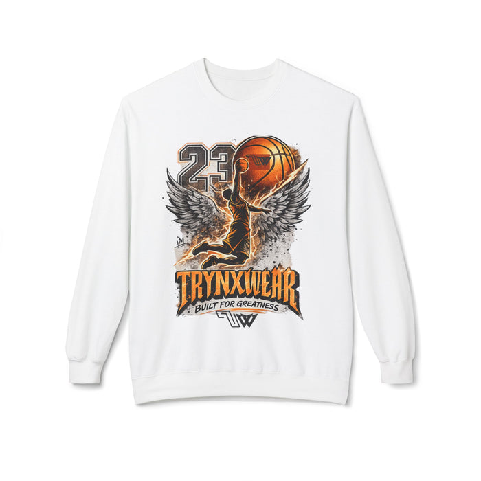 TrynxWear Basketball Wings Crewneck Sweatshirt "Built for Greatness"