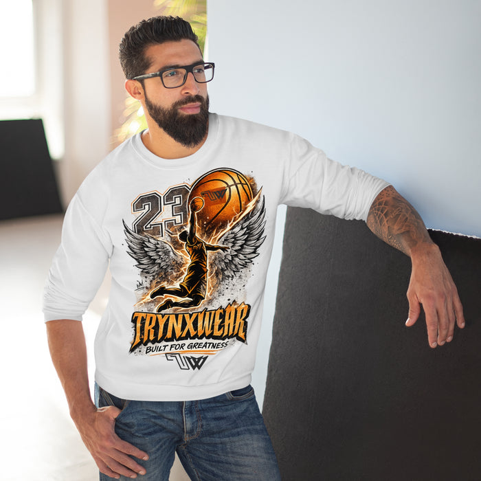 TrynxWear Basketball Wings Crewneck Sweatshirt "Built for Greatness"