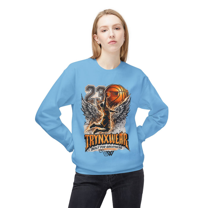 TrynxWear Basketball Wings Crewneck Sweatshirt "Built for Greatness"