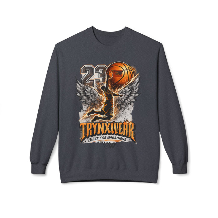 TrynxWear Basketball Wings Crewneck Sweatshirt "Built for Greatness"