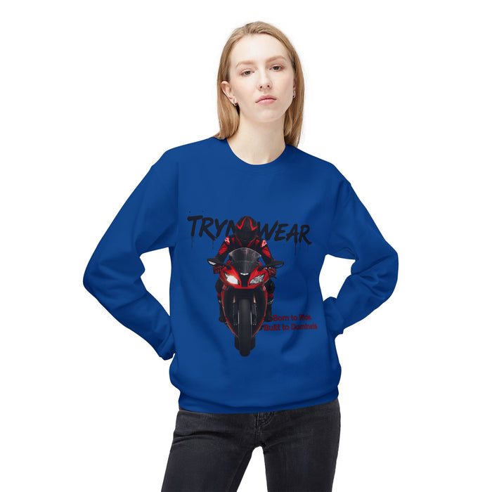 TrynxWear Motorcycle Crewneck Sweatshirt "Born to Ride, Built to Dominate"