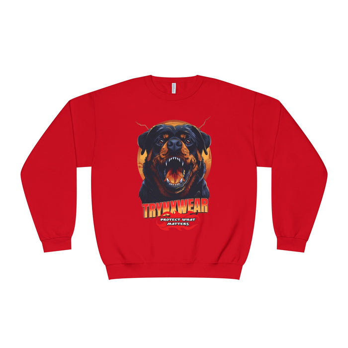 TrynxWear Rottweiler Graphic Crewneck Sweatshirt Fierce Dog Design
