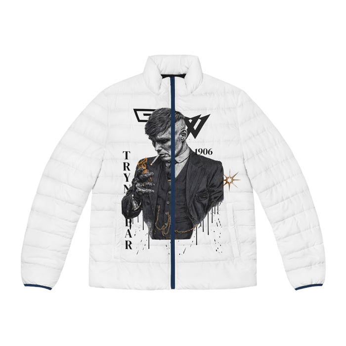 TrynxWear Men’s Graphic Puffer Jacket Vintage Gentleman Skull Design