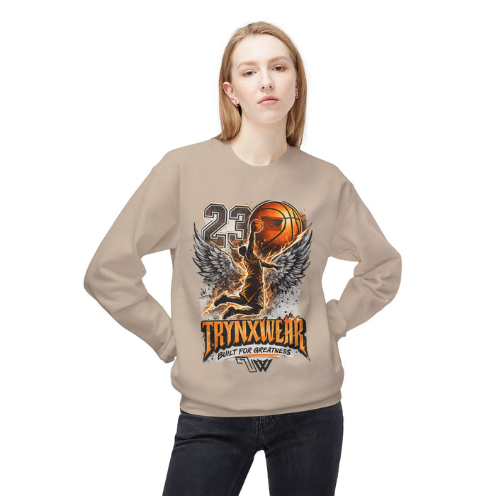 TrynxWear Basketball Wings Crewneck Sweatshirt "Built for Greatness"