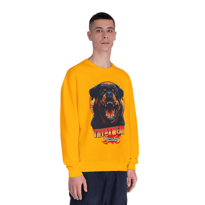 TrynxWear Rottweiler Graphic Crewneck Sweatshirt Fierce Dog Design