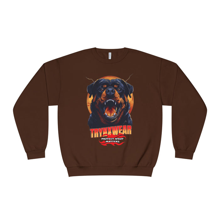 TrynxWear Rottweiler Graphic Crewneck Sweatshirt Fierce Dog Design