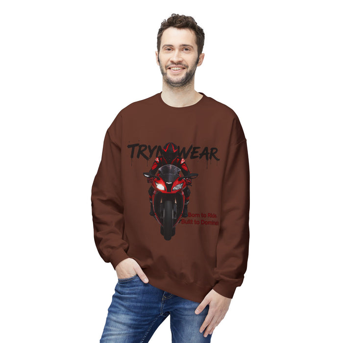 TrynxWear Motorcycle Crewneck Sweatshirt "Born to Ride, Built to Dominate"