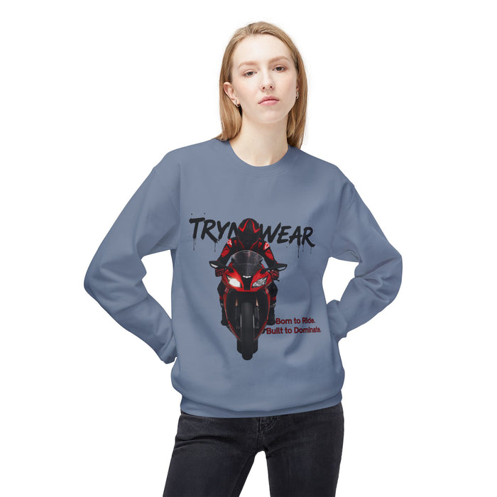 TrynxWear Motorcycle Crewneck Sweatshirt "Born to Ride, Built to Dominate"