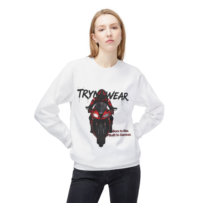 TrynxWear Motorcycle Crewneck Sweatshirt "Born to Ride, Built to Dominate"