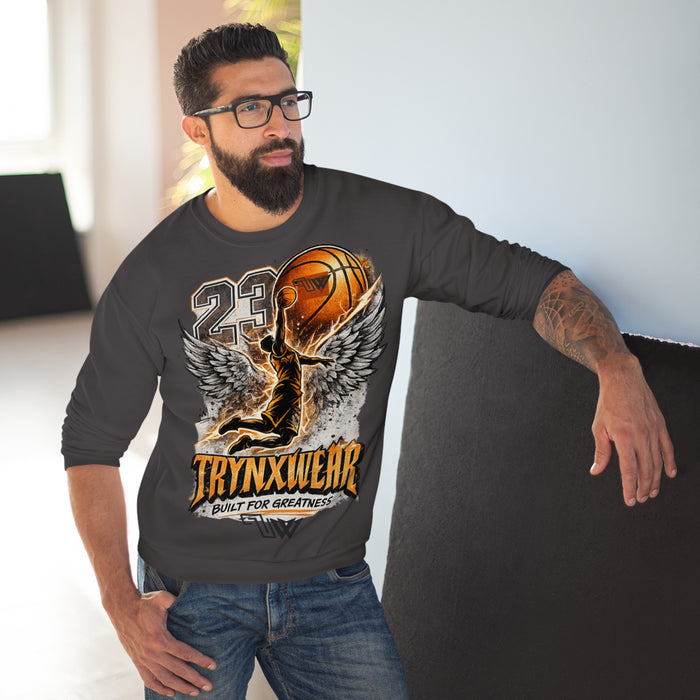 TrynxWear Basketball Wings Crewneck Sweatshirt "Built for Greatness"