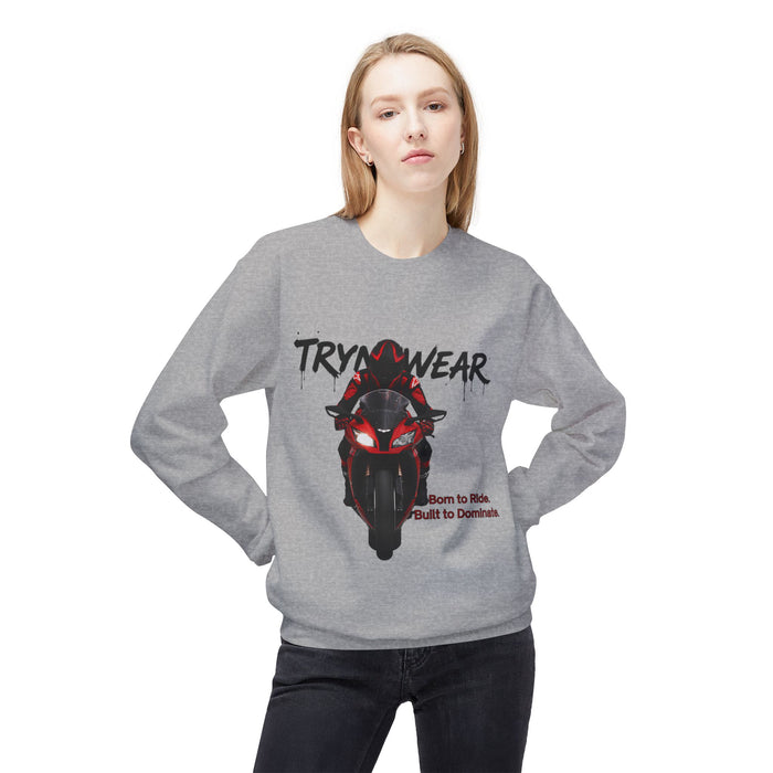 TrynxWear Motorcycle Crewneck Sweatshirt "Born to Ride, Built to Dominate"
