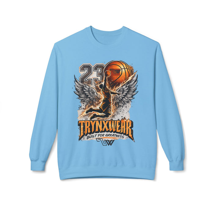 TrynxWear Basketball Wings Crewneck Sweatshirt "Built for Greatness"