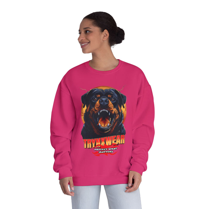 TrynxWear Rottweiler Graphic Crewneck Sweatshirt Fierce Dog Design