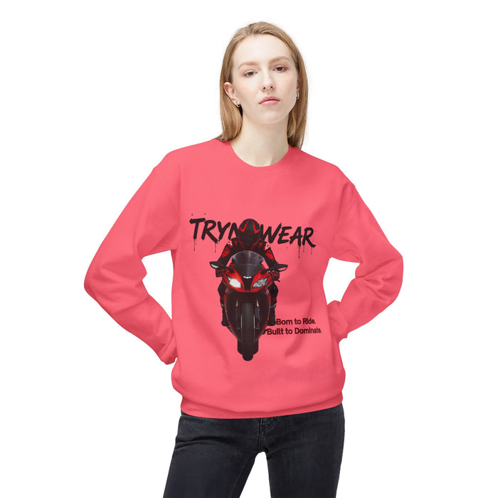 TrynxWear Motorcycle Crewneck Sweatshirt "Born to Ride, Built to Dominate"