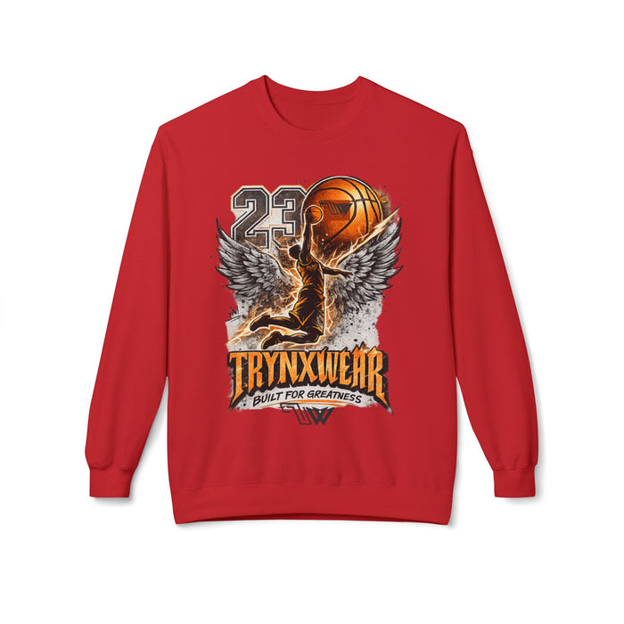 TrynxWear Basketball Wings Crewneck Sweatshirt "Built for Greatness"