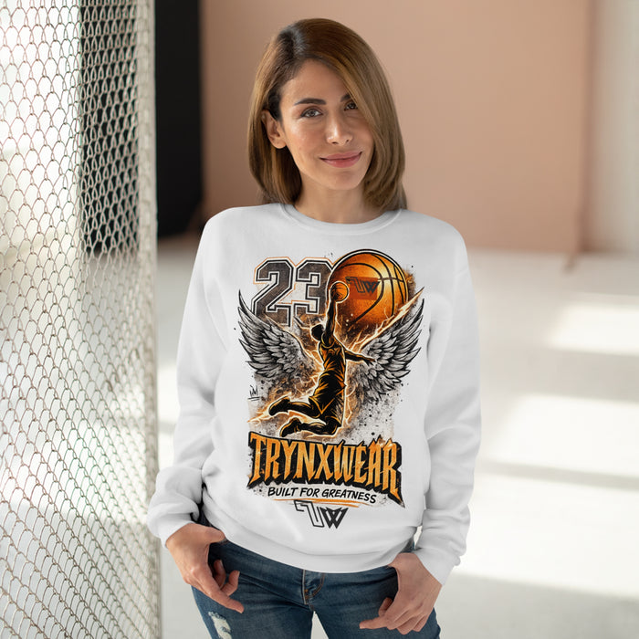 TrynxWear Basketball Wings Crewneck Sweatshirt "Built for Greatness"