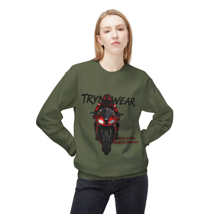 TrynxWear Motorcycle Crewneck Sweatshirt "Born to Ride, Built to Dominate"