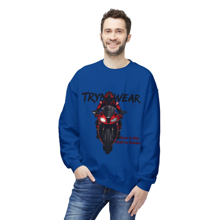 TrynxWear Motorcycle Crewneck Sweatshirt "Born to Ride, Built to Dominate"
