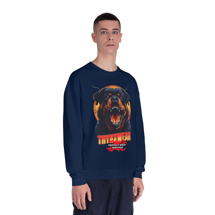 TrynxWear Rottweiler Graphic Crewneck Sweatshirt Fierce Dog Design